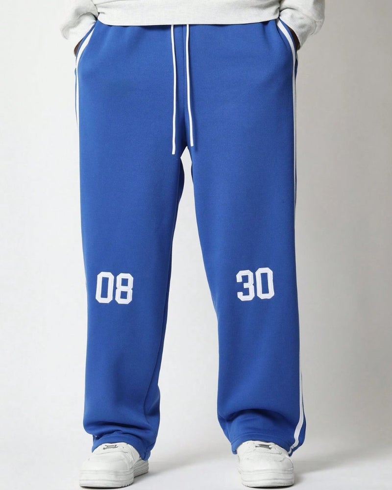 FLYNOFF Royal Blue Striped Loose Fit Track Pant - Image 1